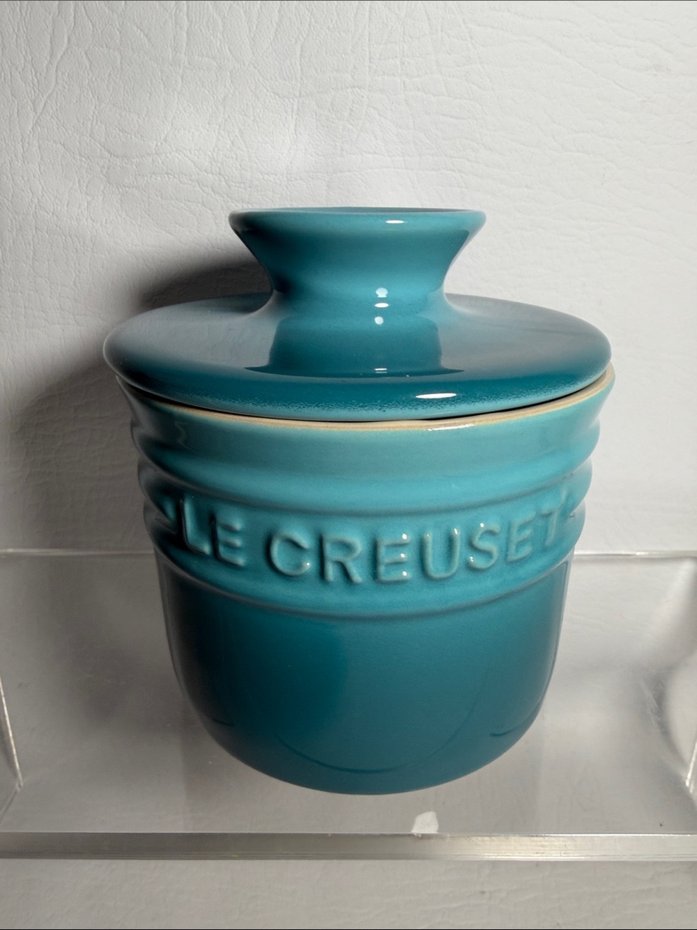 Le Creuset Stoneware Butter Bell Crock Discontinued Caribbean Blue/Teal